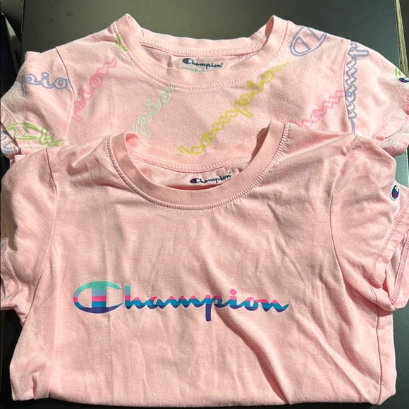 BUNDLE of 2 | girls size Large | Champion Light Pink | Multicolor Logos - Picture 1 of 5